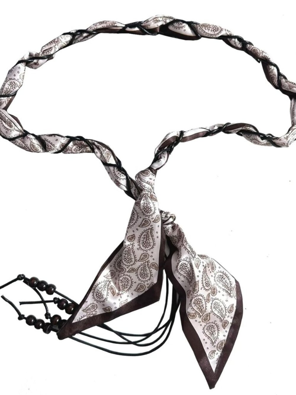 Women Girls Skinny Satin Belts,Knotted Hand-Woven Wax Rope with Resin Beads